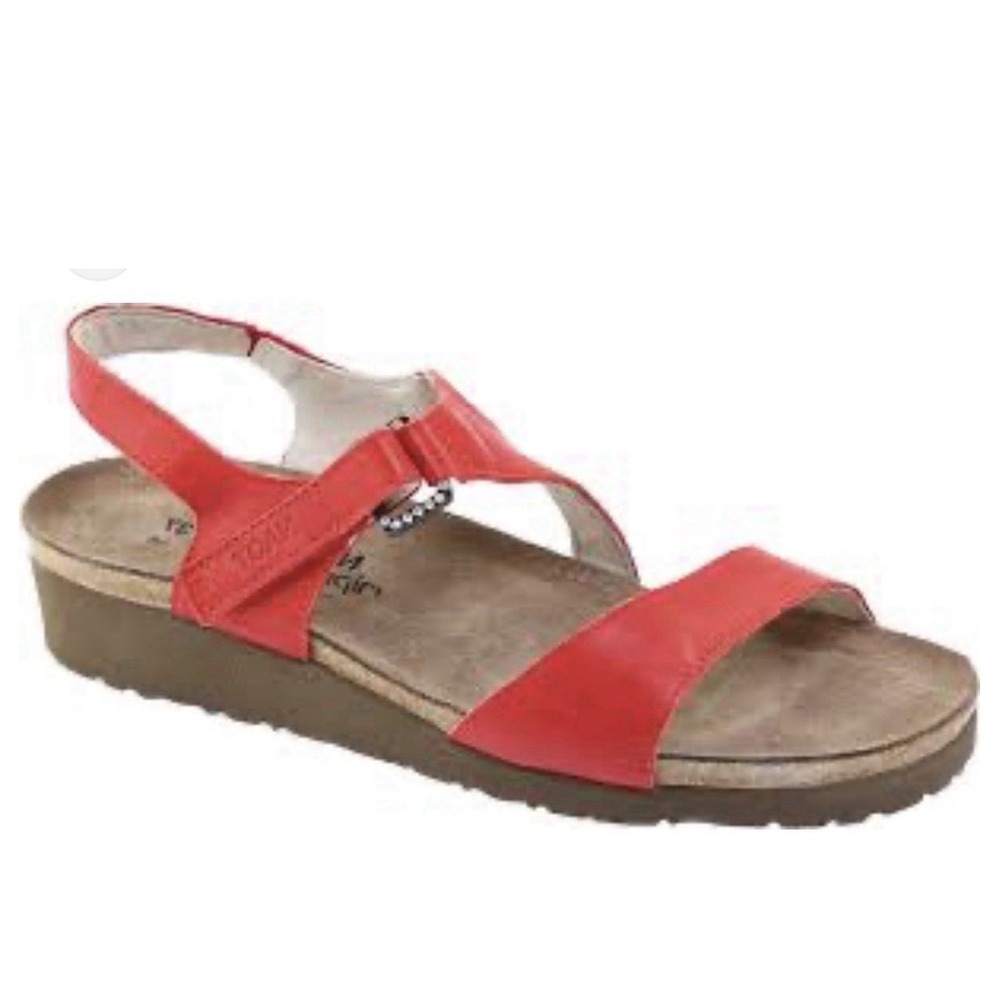 Naot Pamela Sandal Size 40 / 9 In Kiss Red Leather Shoes Strappy Rhinestone